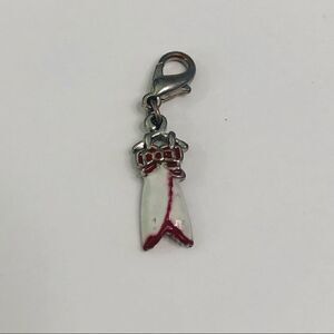 dress charm white and red enamel silver tone dangle charm shopping girly y2k